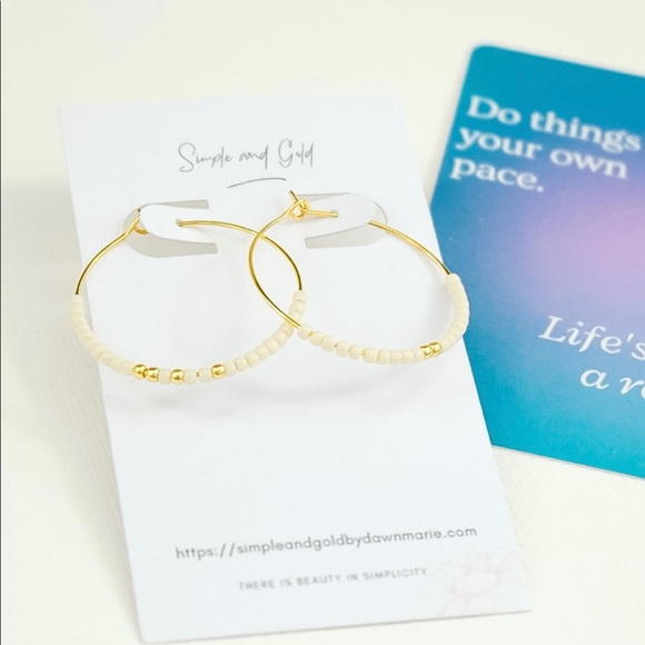 Hand Crafted Jewelry - Beaded hoop earrings, gold hoops